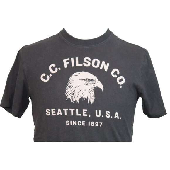 Filson C.C. Filson Co Eagle Seattle USA Graphic T-Shirt Small Black Made in USA - Picture 6 of 6